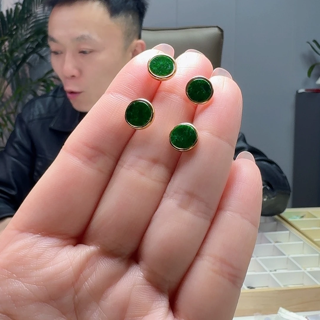 翡翠耳饰银S925镶嵌多样性发货其一