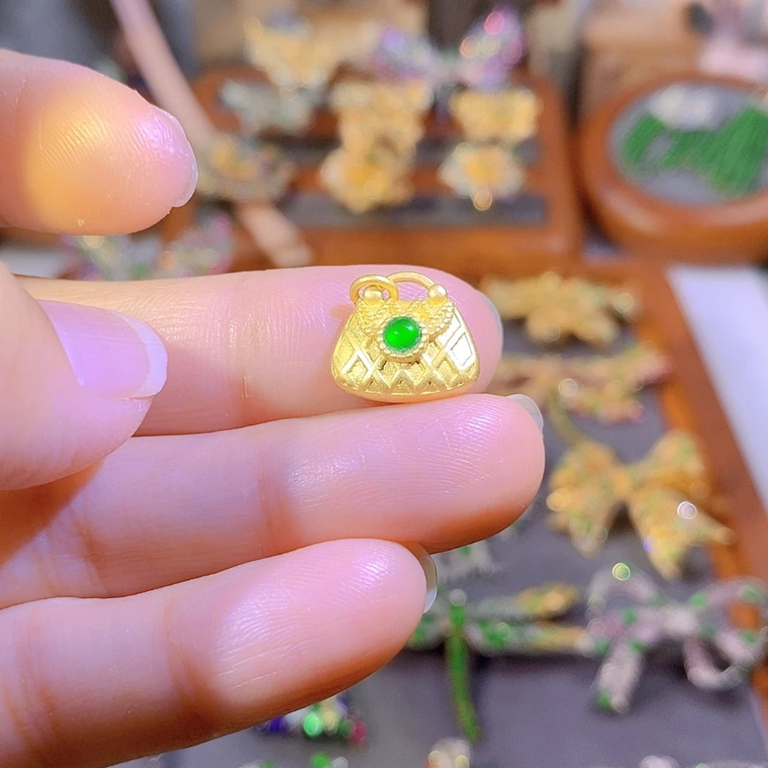 颈饰银S925镶嵌翡翠