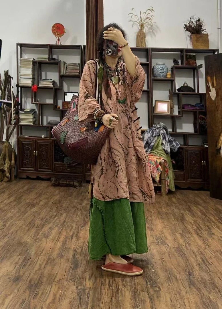 SXI 8593 夏季新款长袍衬衫舒适百搭时尚（衣长98胸围140）