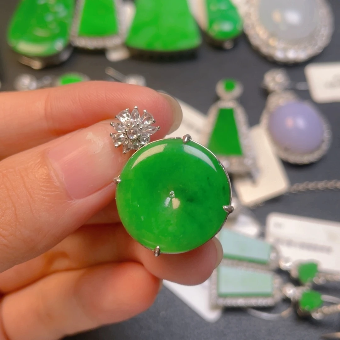 翡翠银S925镶嵌吊坠(不含链)