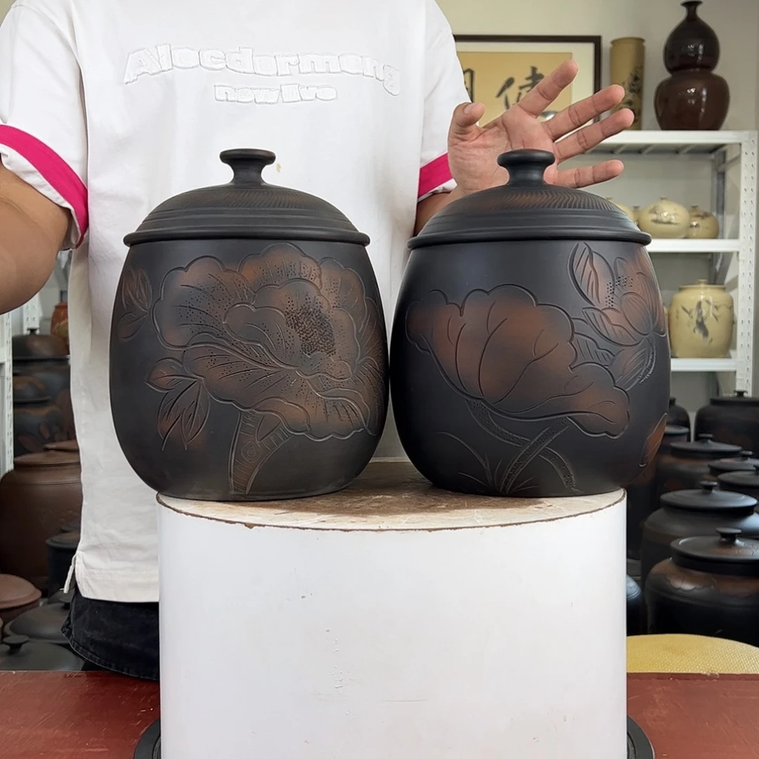 一对600克醒茶罐纯手工