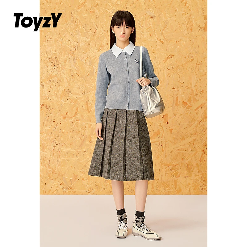 ToyzY25春新款时尚假两件拼接针织开衫女ZC35106350