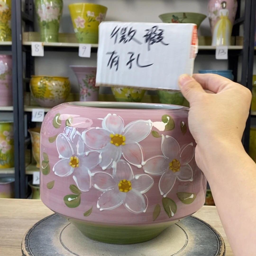 景德镇手工手绘陶瓷花盆
