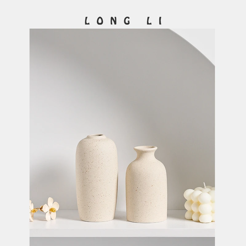 瓷瓶莹净花瓶ins简约创意家居干花仿真花迷你小花器摆件陆宝