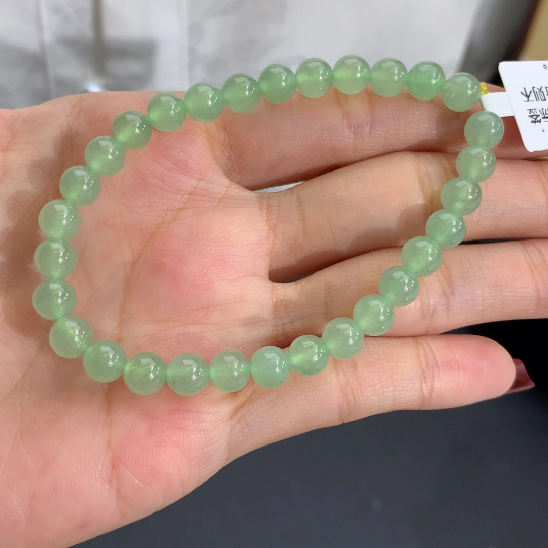 翡翠未镶嵌手串卡6冰胶晴绿手串