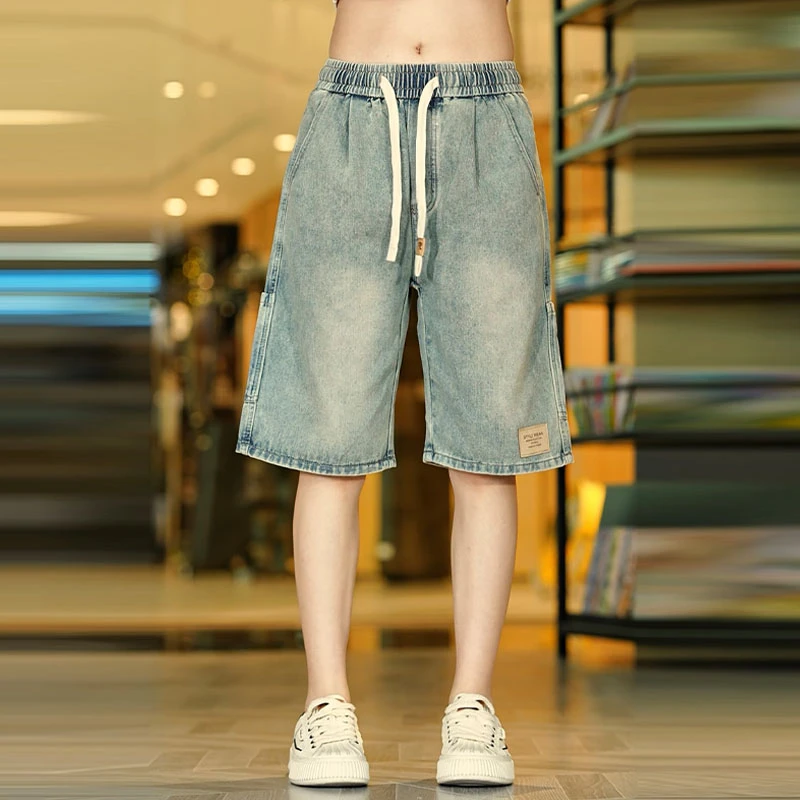 短裤薄款夏季美式高街直筒短裤男士宽松韩版时尚百搭牛仔五分裤