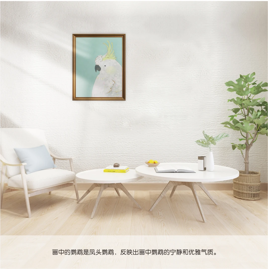 A6鹦鹉油画布裱密度板+外框ps/塑料框 61*76