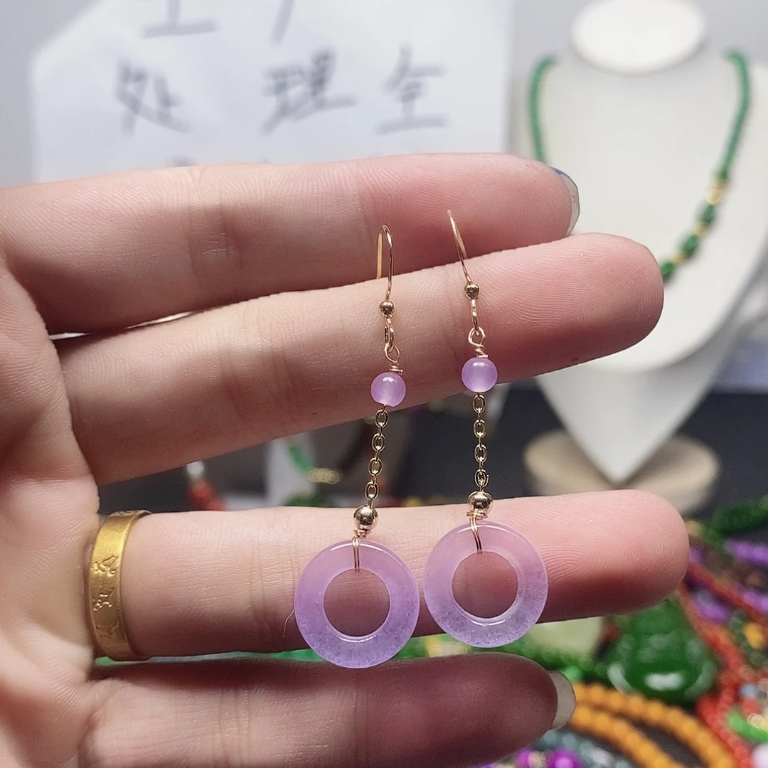 合金石英质玉（非洲翠）耳钉13.8