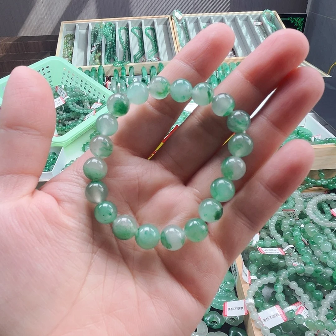 言***可石英质玉（非洲翠）未镶嵌手串