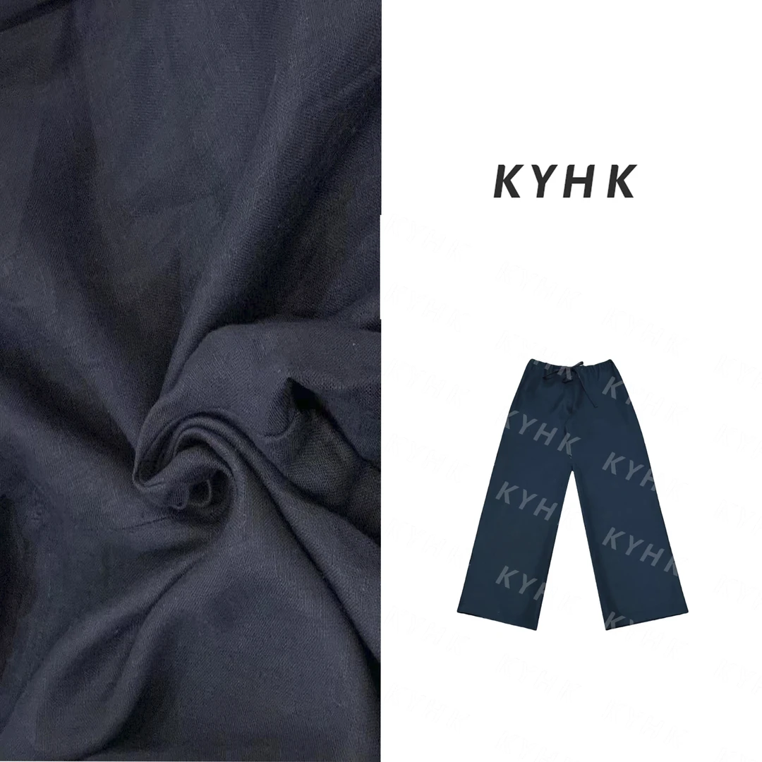 KYHK极简直筒阔腿裤可调抽绳系带腰裤女250237