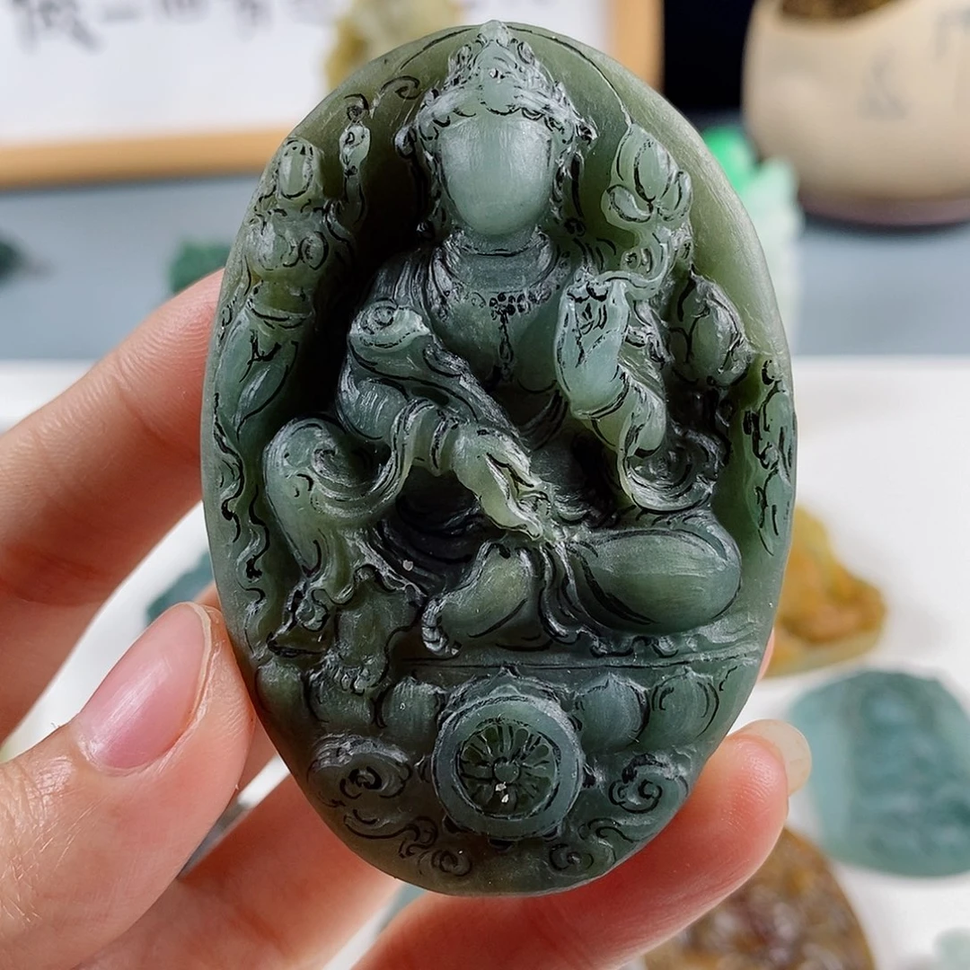 定制翡翠未镶嵌天然a货翡翠皮壳观音