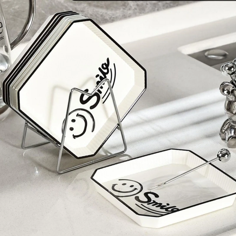 轻奢吐骨碟家用ins风笑脸盘高颜值网红方形水果盘餐桌垃圾骨头碟