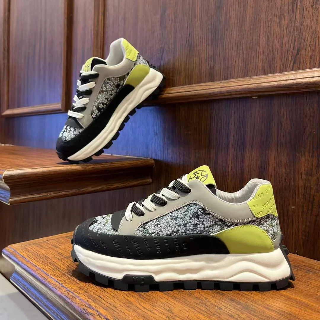 男鞋2025潮流厚底秋季拼色时尚休闲阿甘鞋增高百搭个性男生鞋子