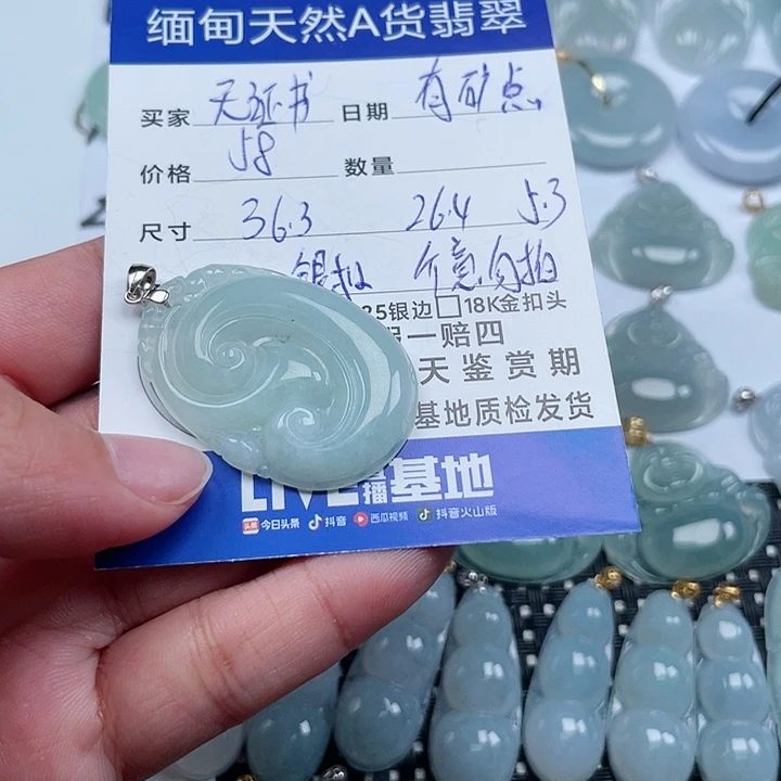 翡翠颈饰银S925镶嵌天然翡翠吊坠