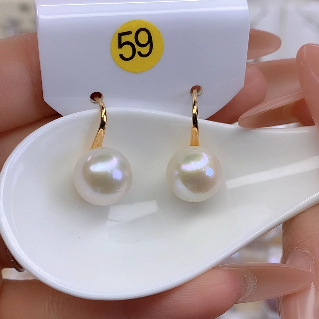 淡水珍珠耳饰银S925镶嵌F