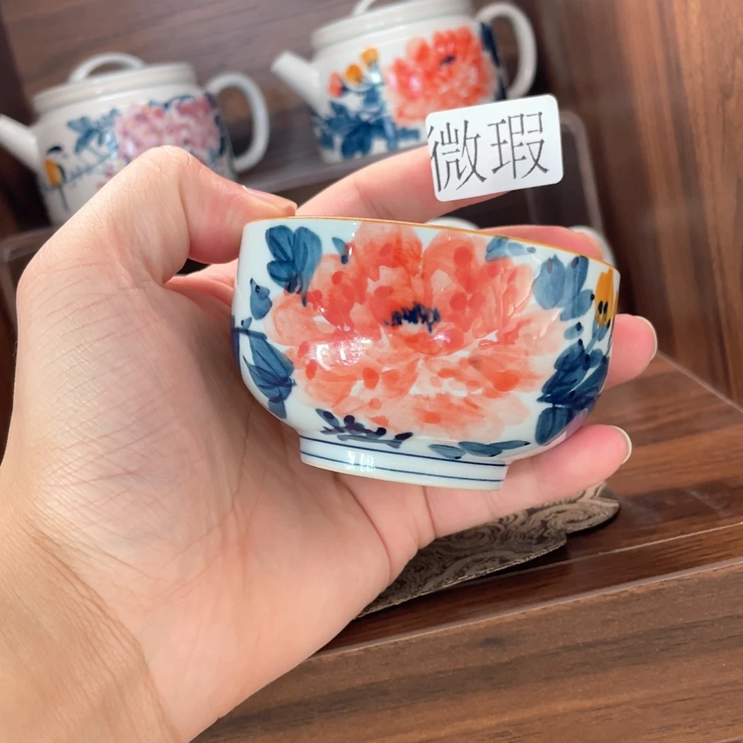 釉下手绘茶具微瑕