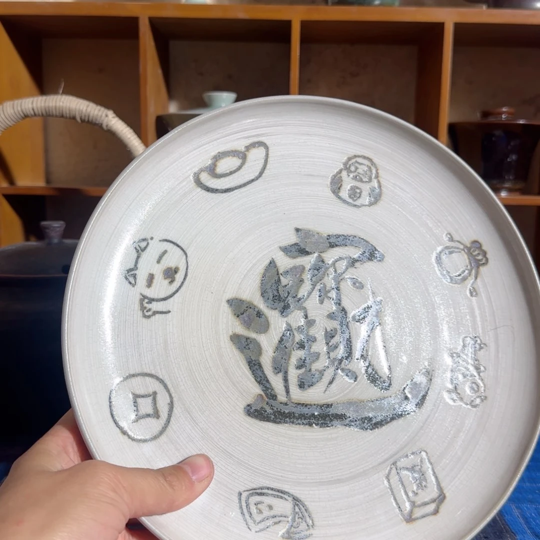 石膏制品招财进宝盘子 大尺寸