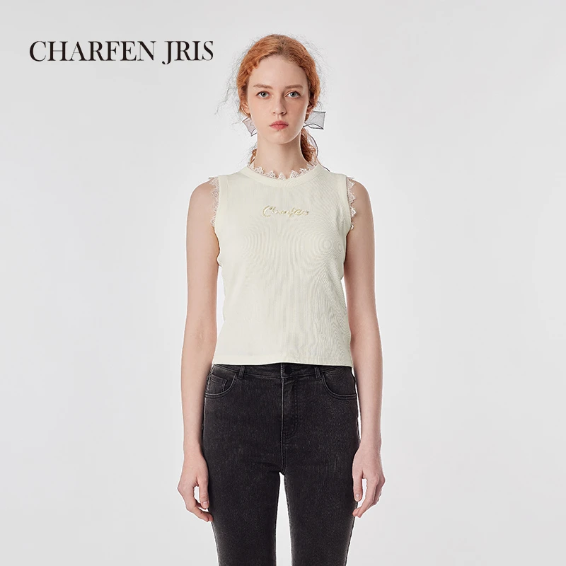 【夏天专享】朝峰夏季新款蕾丝拼接打底无袖针织FJF2C639-6258B