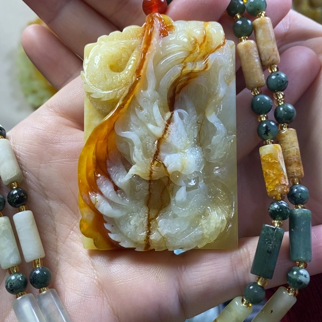 【闪购商品】岫玉颈饰未镶嵌岸**鱼龙