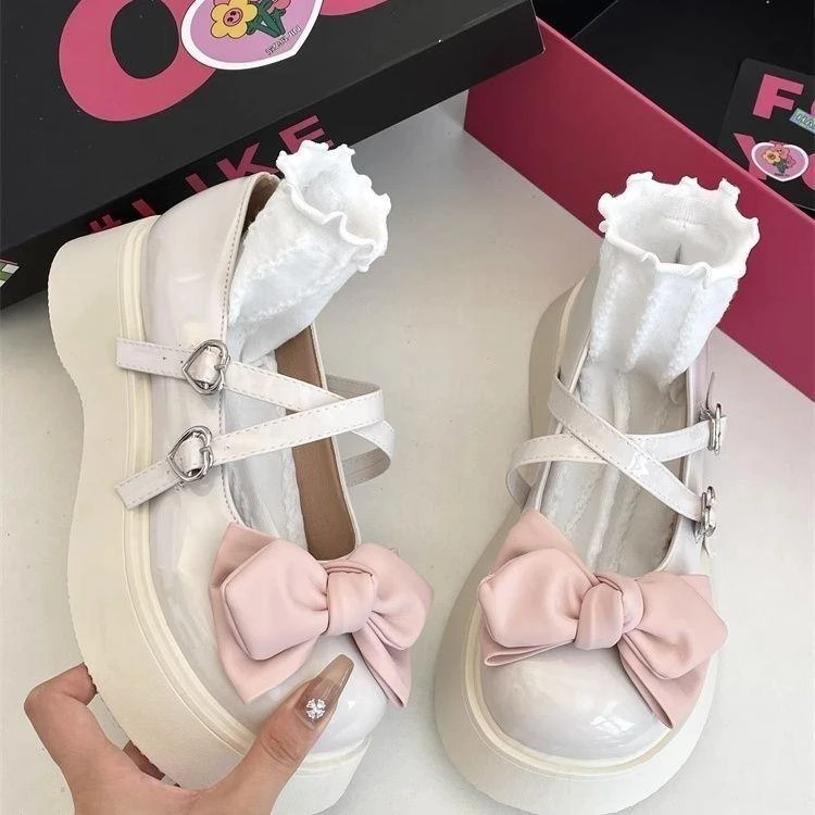 31-46日系Lolita甜酷玛丽珍小皮鞋2025秋款松糕蝴蝶结松糕JK单鞋