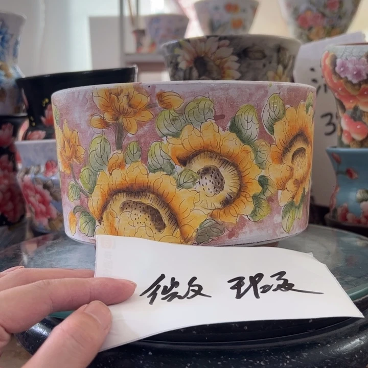 景德镇手绘花盆满38包邮偏远地区除外