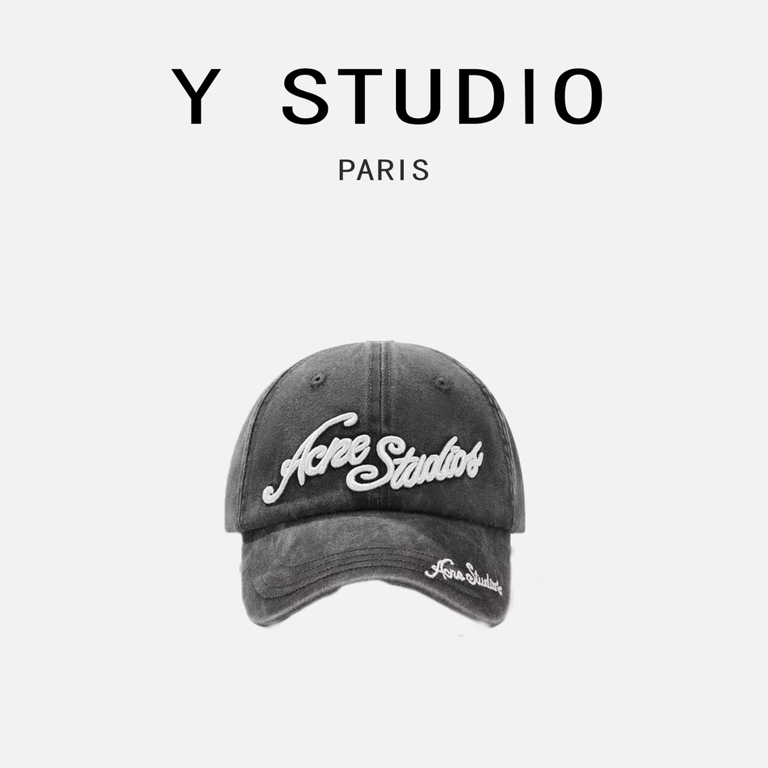 Y.STUDIO重工系列做旧水洗立体万针刺绣美式大头围鸭舌帽嘻哈潮牌