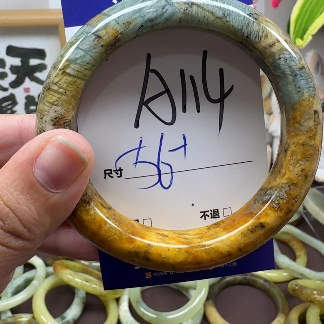 蛇纹石玉足铂镶嵌手镯114