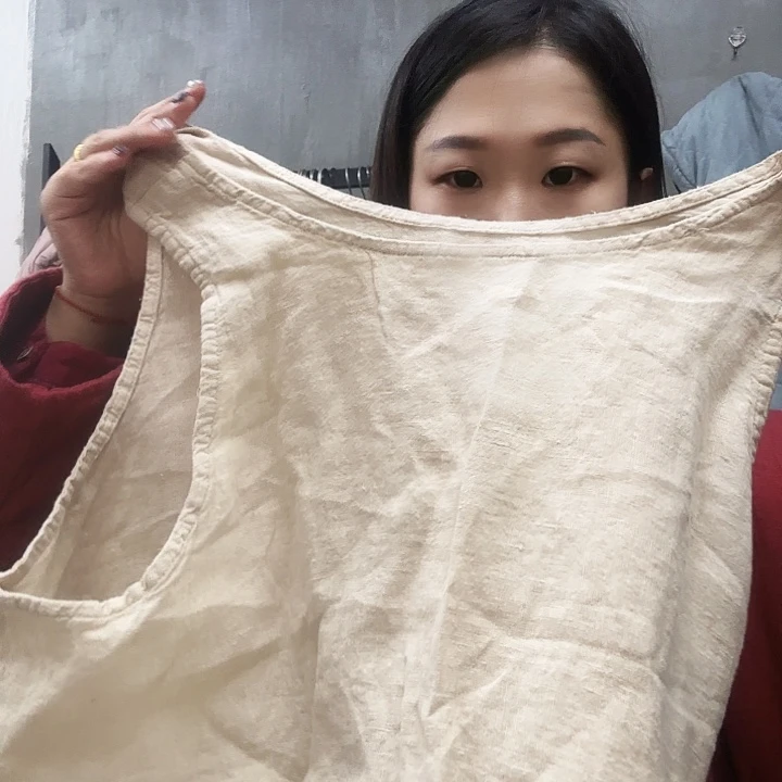 我***真亚麻33834麻色背心不退换