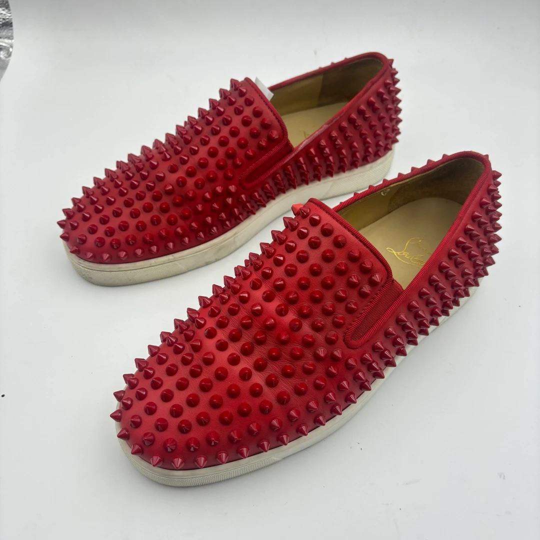 39码/cl路铂庭红色铆钉红底鞋/无盒/95新