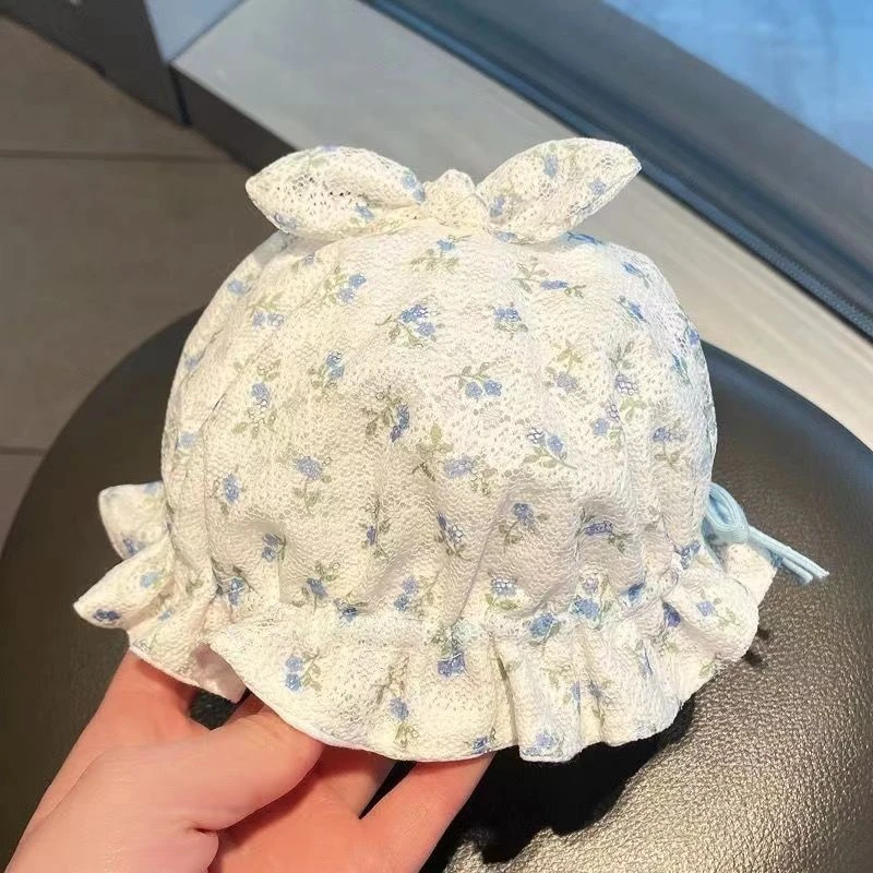 婴儿帽子女宝宝春秋薄款婴幼儿夏季公主可爱调节遮阳防晒太阳盆帽