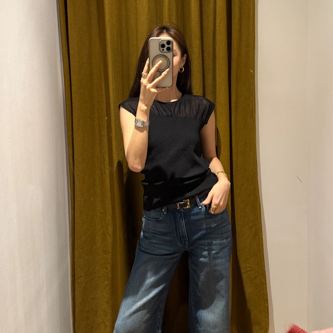 KEEP KAPU靠谱【罗塞旧事】矜贵半透肌理感圆领针织上衣KP251216