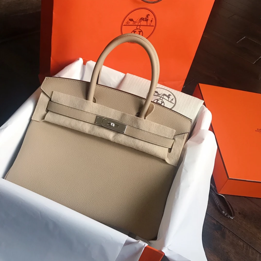 99新 Hermes/爱马仕 爱马仕BK35斑鸠灰银扣N手提包9308007