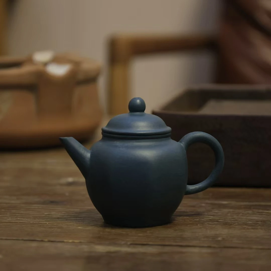 老厂期绿泥八方小水平壶茶壶紫砂壶75CC
