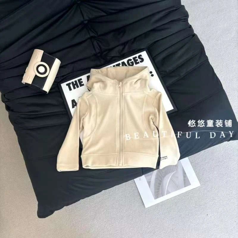 25ss新款女童奥粒绒修身加厚绒秋冬儿童百搭拉链上衣