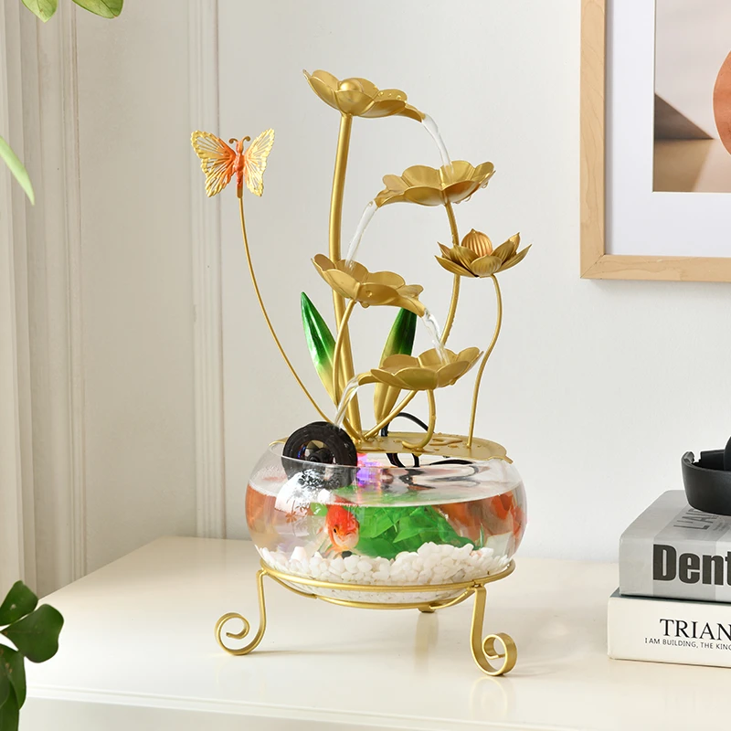 新款高端桌面流水摆件桌面摆件鱼缸养鱼送人送礼佳品流水摆件