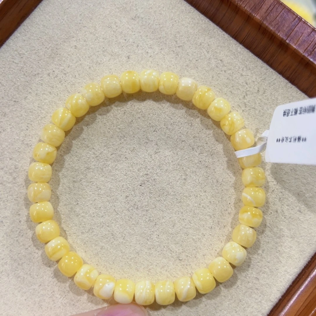 猫***爷蜜蜡未镶嵌手链6.5m浓蜡虎皮妖花