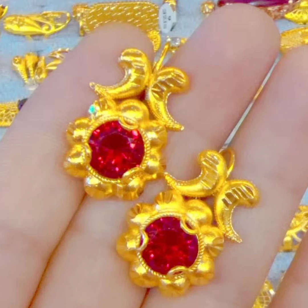 铜合金亚克力耳饰 水果欧美风民族风女耳环复古中素款红色套装