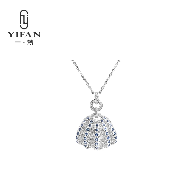 925银合成锆石手链 时尚蓝白相间南瓜满钻豪镶项链-2258