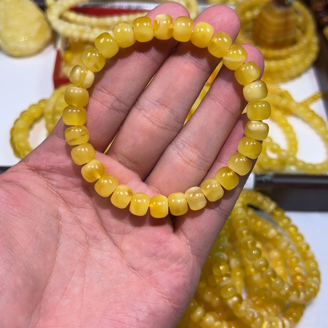 蜜蜡未镶嵌裸石手串 尺9.0mm