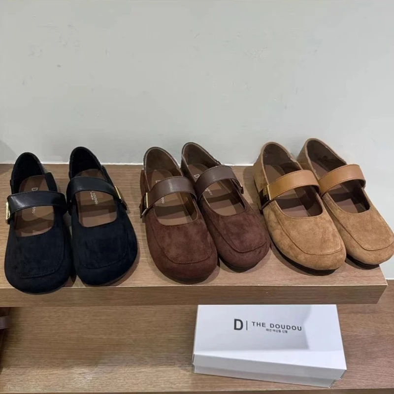 复古两穿平底浅口玛丽珍单鞋女2025新款秋季芭蕾温柔晚晚鞋豆豆鞋