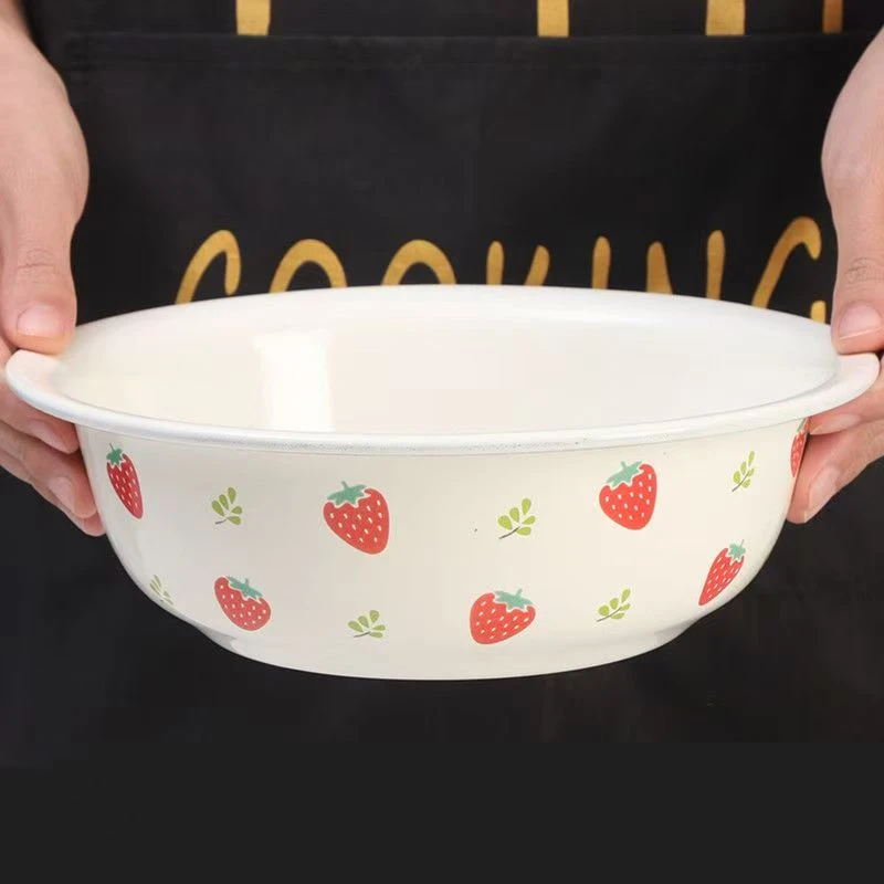 直径22CM草莓盆搪瓷盆宽边特厚