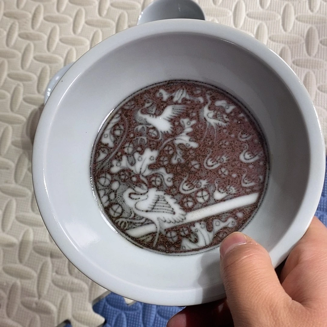 林*茶微瑕釉里红一路连科壶承