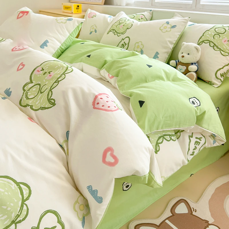 2025新款纯棉四件套全棉被套被罩床单学生宿舍三件套床上用品床笠