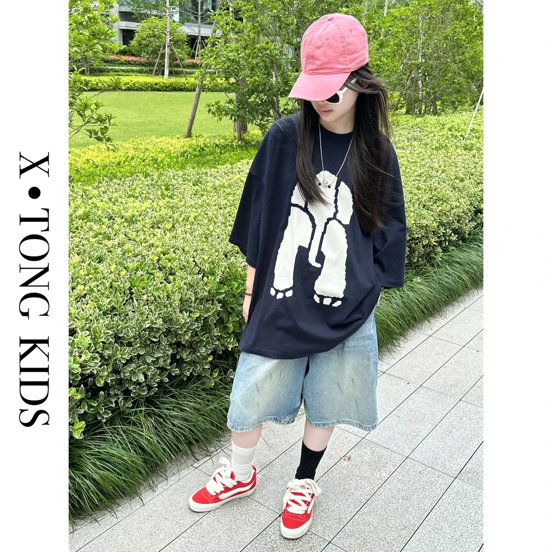 【X•TONG】小吉象前后印花宽松百搭T恤 8070