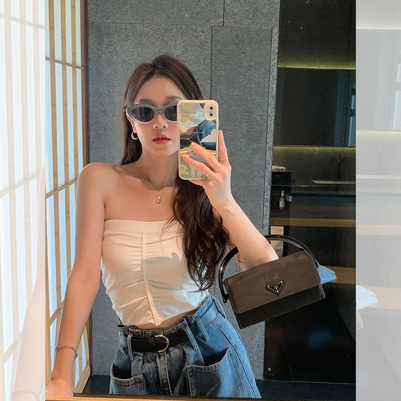 W家褶皱抹胸背心MB221019