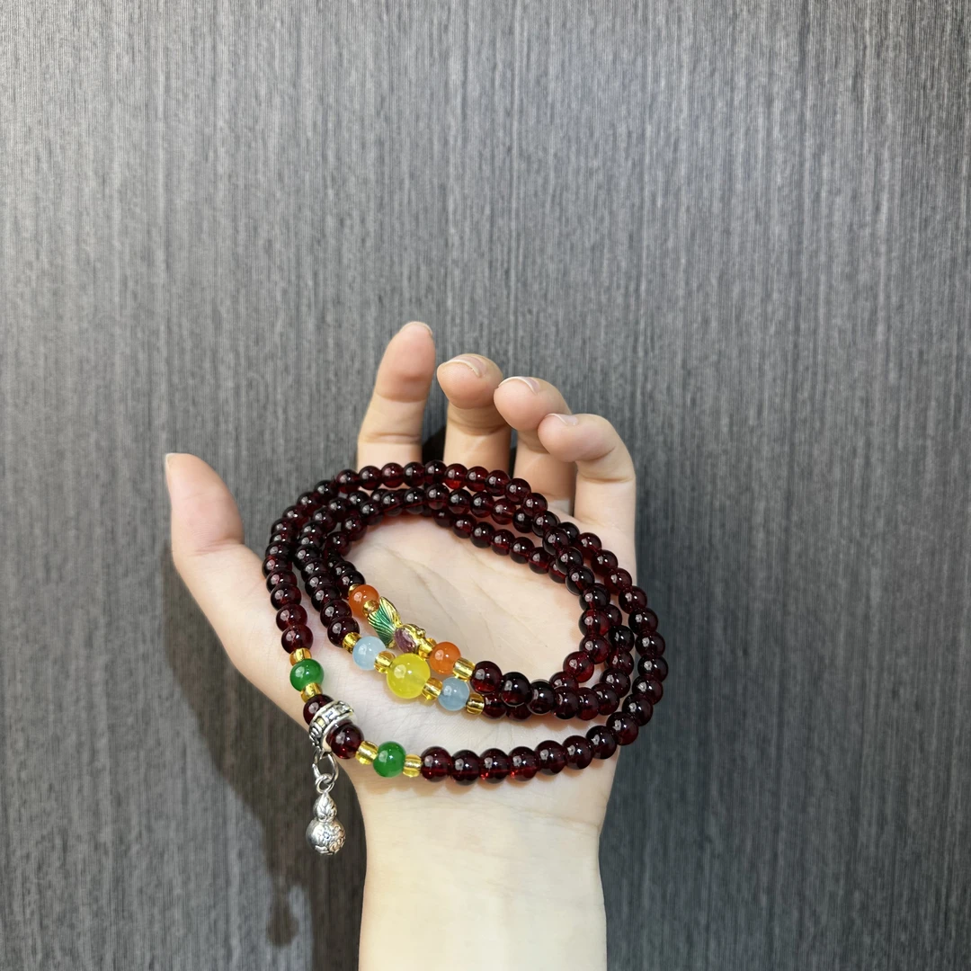 石榴石项链带银吊坠-无礼盒-@@YS2100