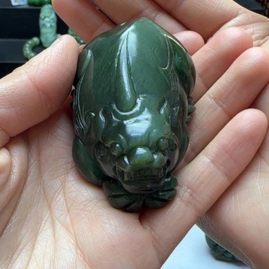 和田玉（碧玉）手把件未镶嵌
