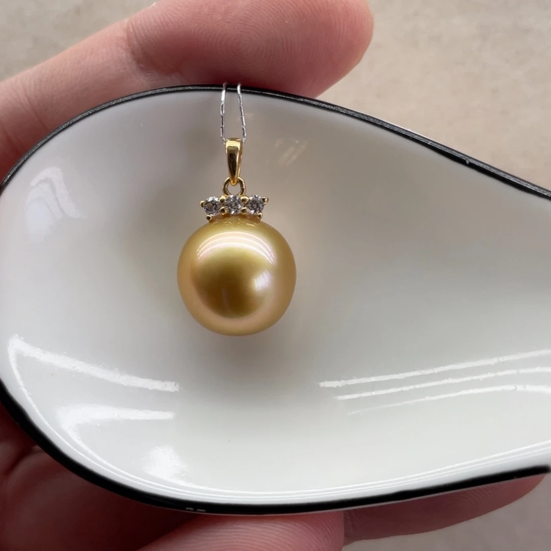 海水珍珠吊坠(不含链)18K金镶嵌12-13m m