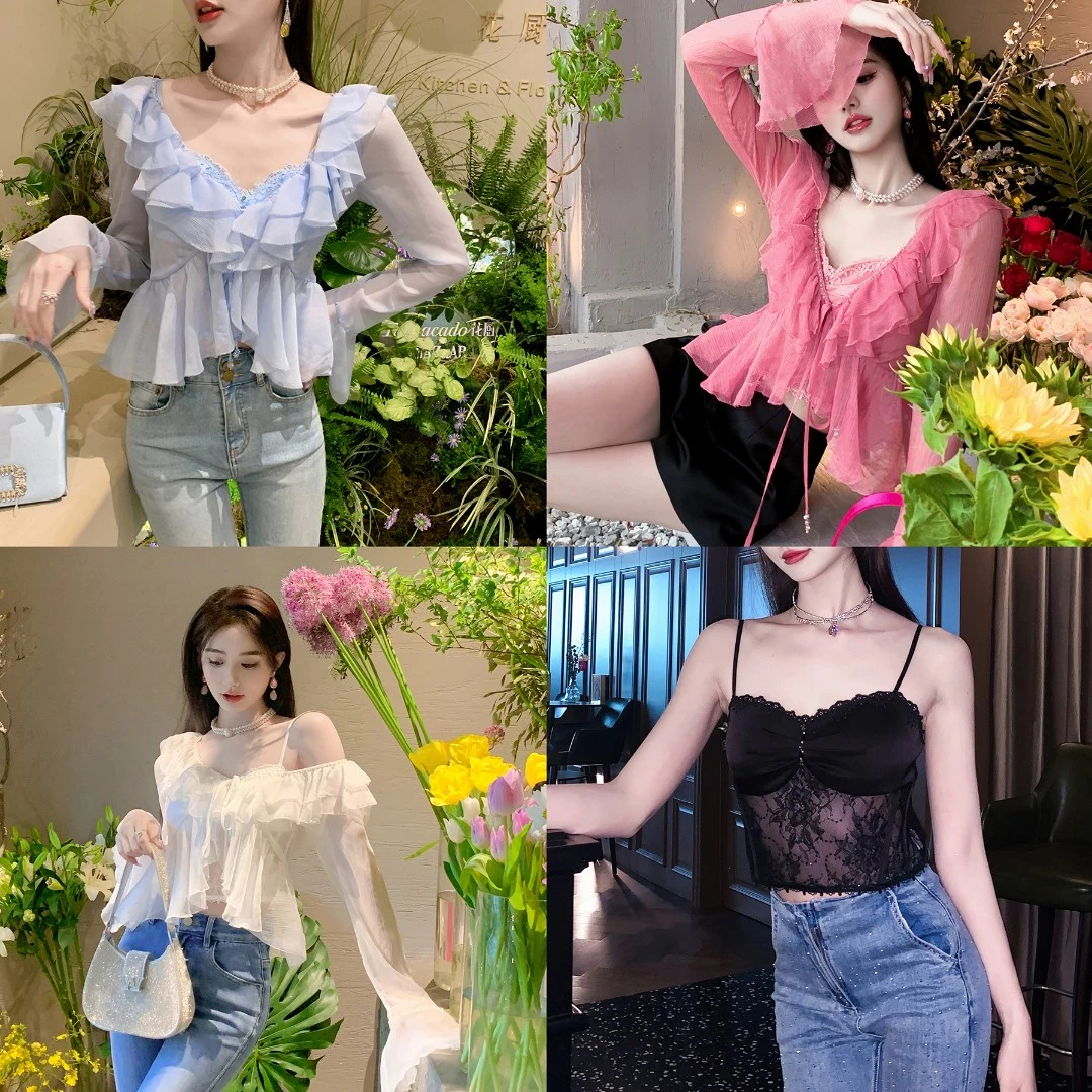 BeQueenStory【荆棘玫瑰】气质时尚百搭女装吊带开衫两件套新款