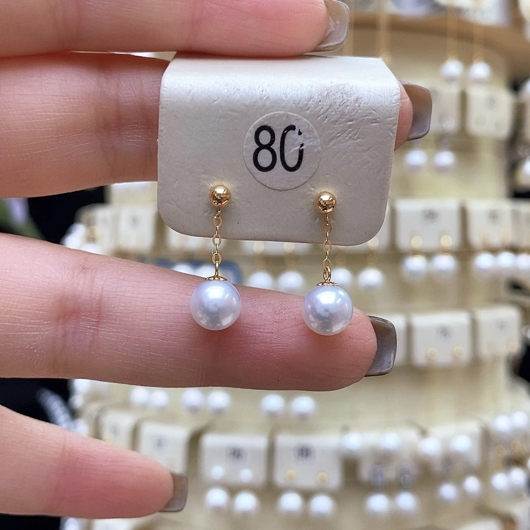 18K金镶嵌耳饰淡水珍珠
